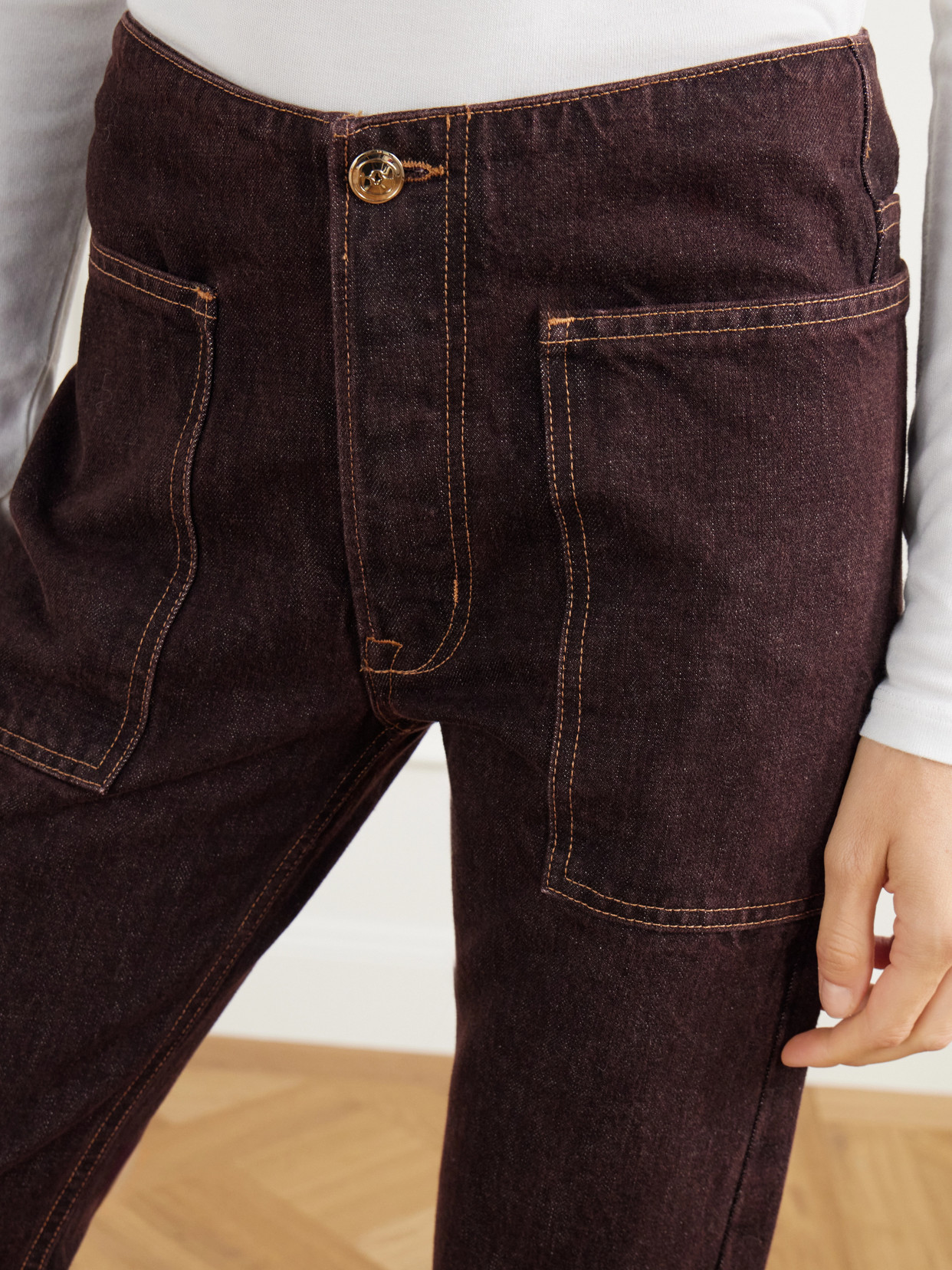 Rùadh - The Bèbè Frayed Mid-Rise Straight-Leg Jeans