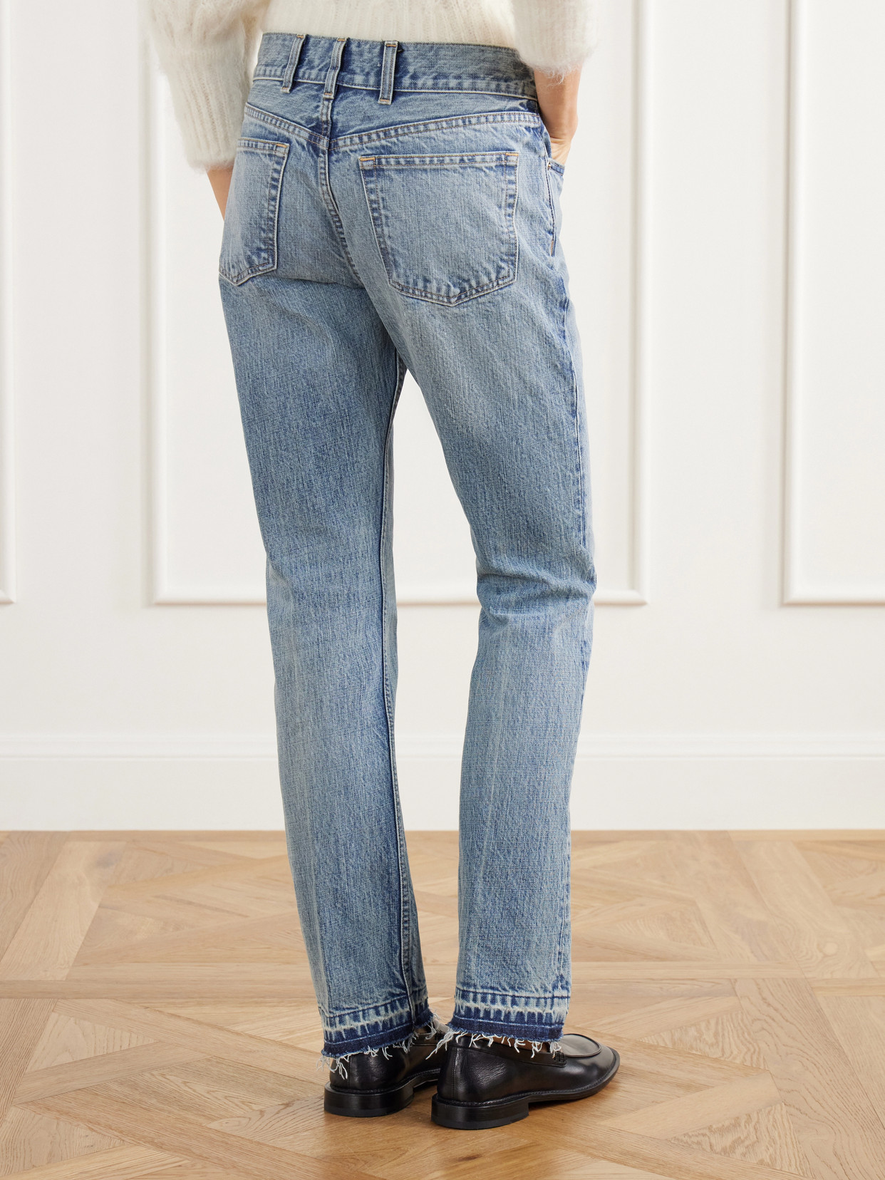 Rùadh - The Olympia Frayed Faded Low-Rise Slim-Fit Jeans