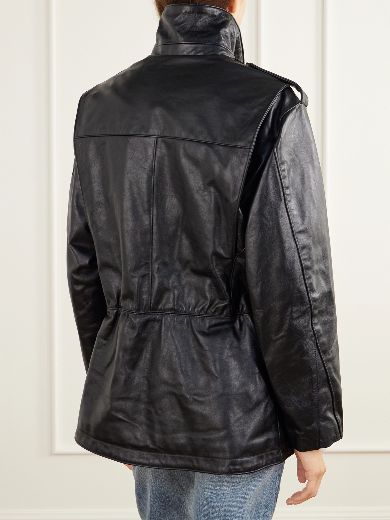 Rùadh The Blackadder Drawstring Glossed-leather Jacket In Black