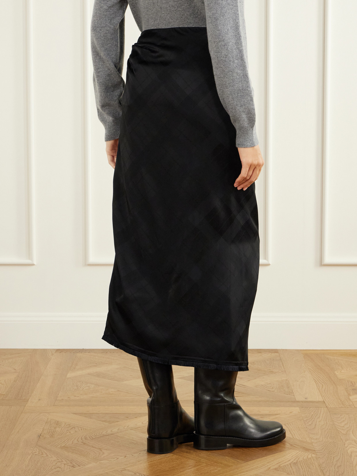 Rùadh - The Alee Checked Frayed Asymmetric Maxi