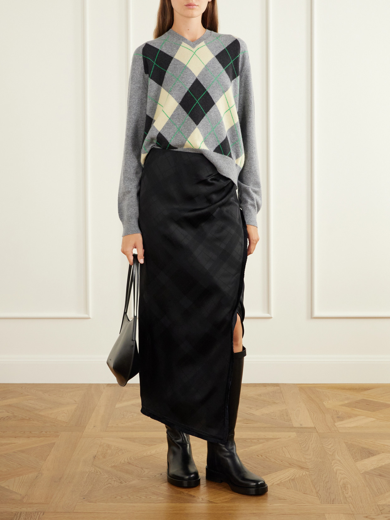 Rùadh - The Alee Checked Frayed Asymmetric Maxi