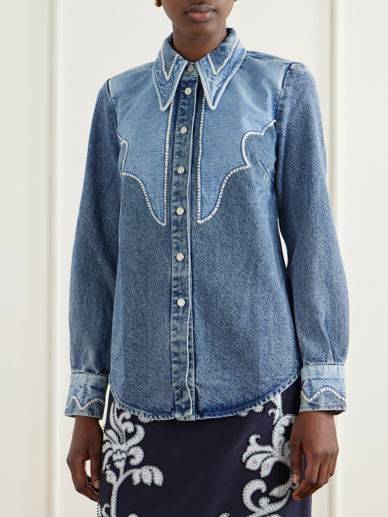 Alémais - Jesse Embroidered Denim Shirt