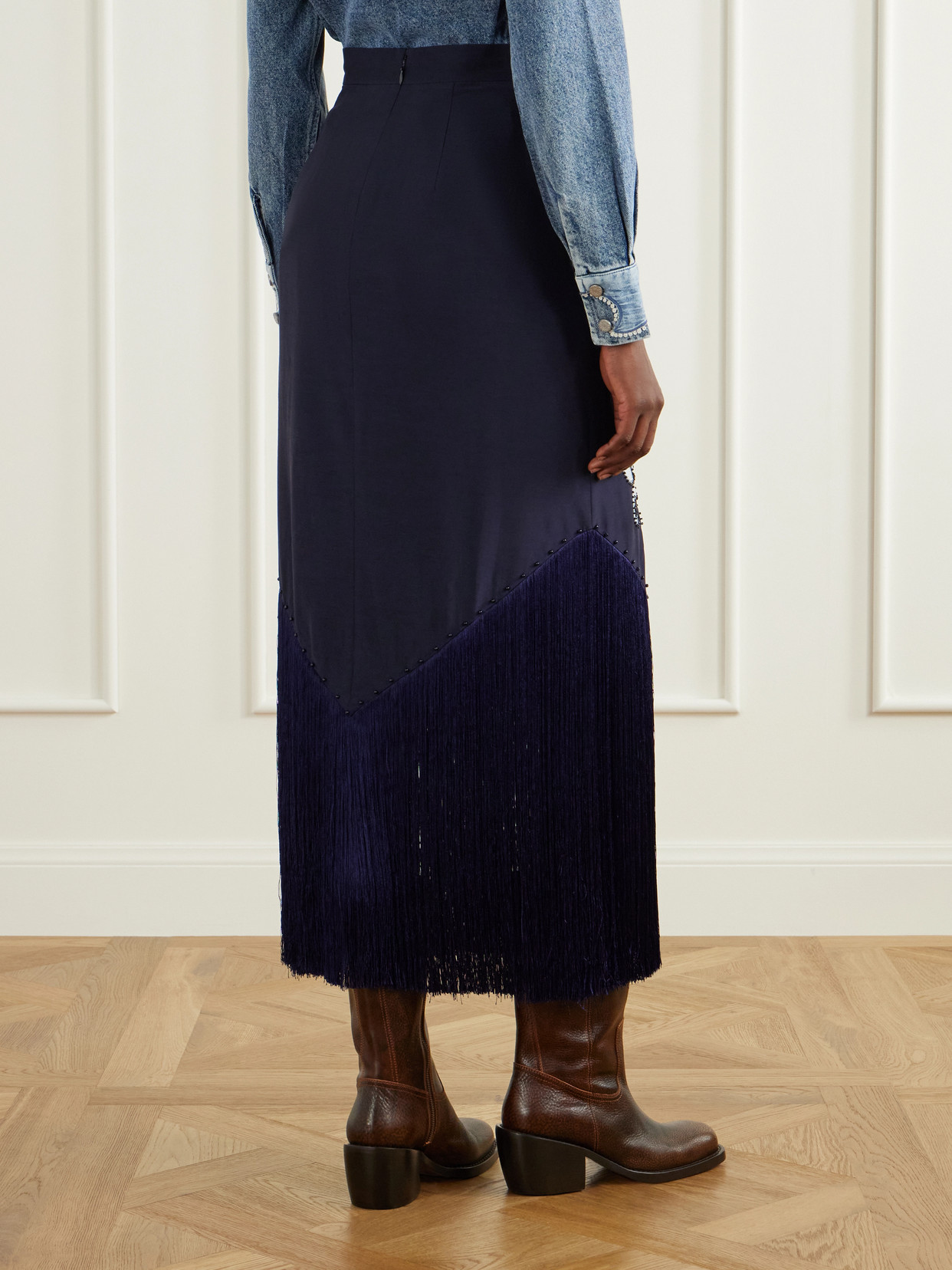 Alémais - Dillon Crystal And Bead-Embellished Fringed Appliquéd Midi