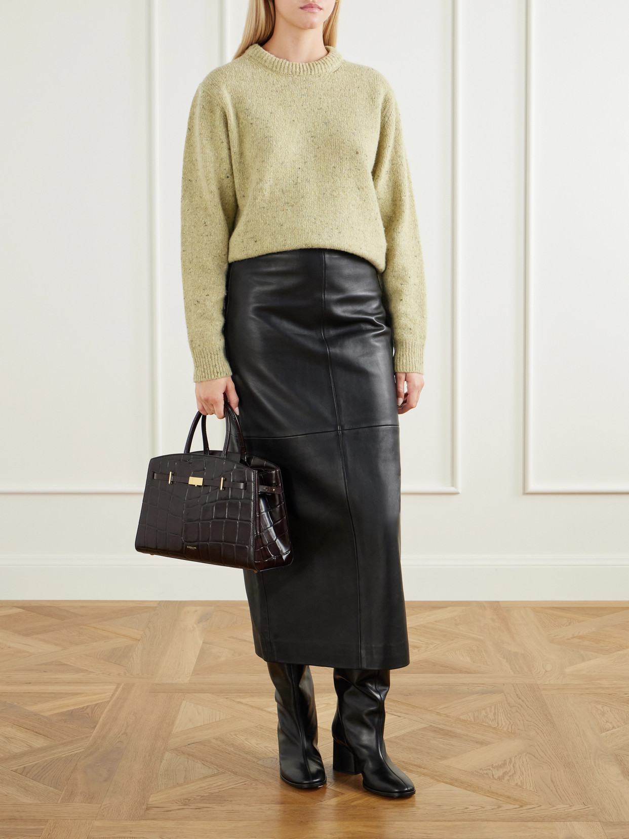 The Midi Hudson Crocodile-Effect Leather Tote