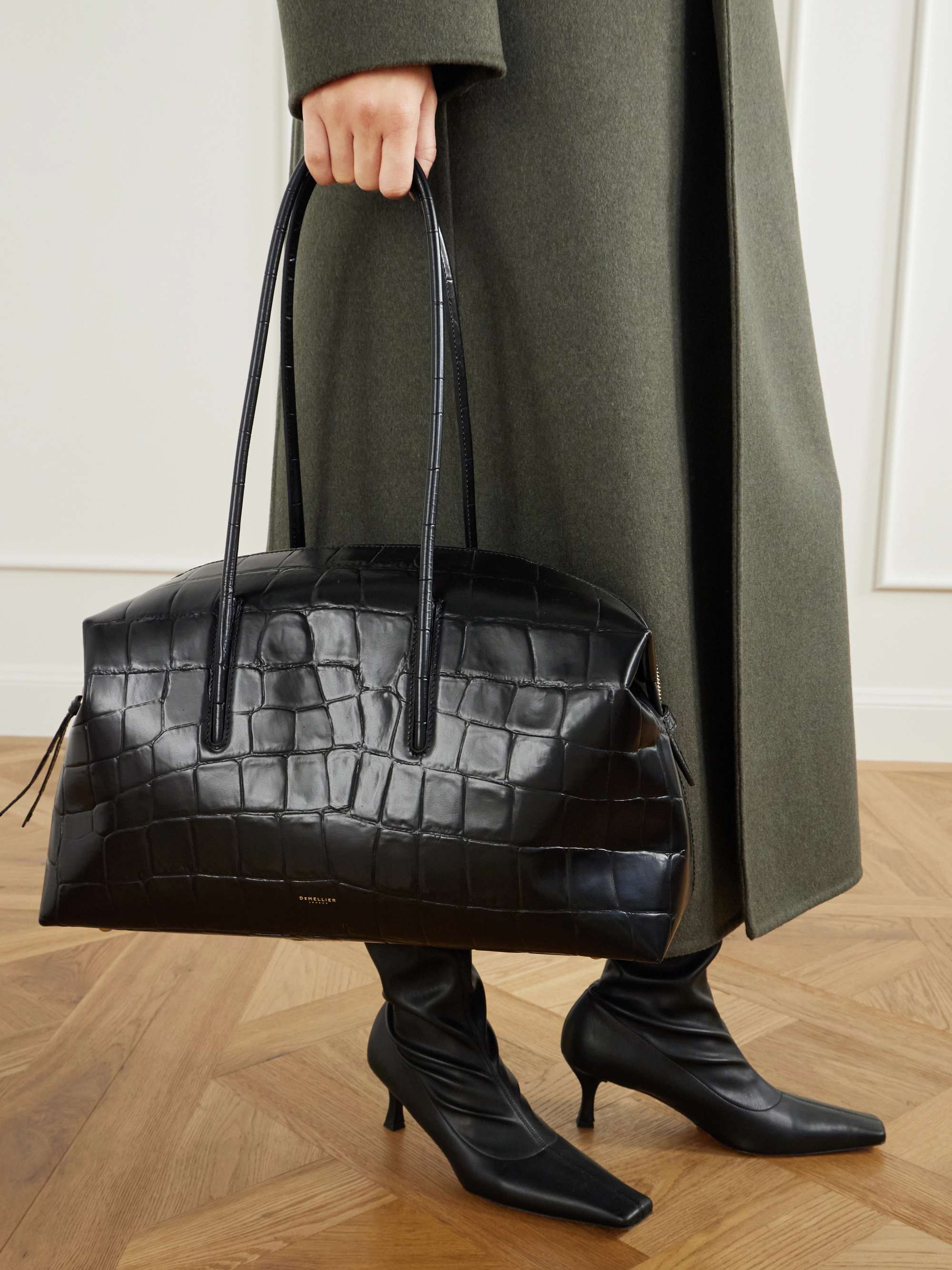 DEMELLIER The Stockholm crocodile-effect leather shoulder bag