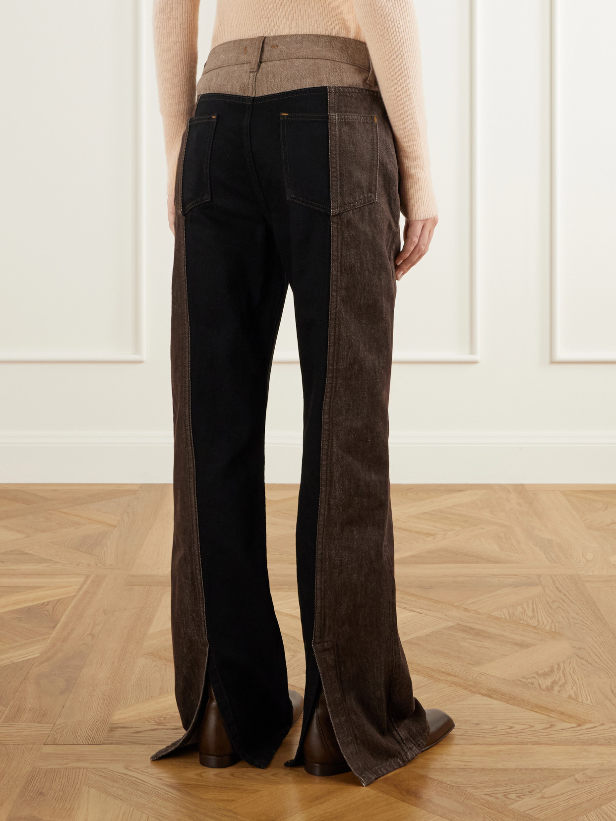 Jane Paneled High-Rise Straight-Leg Jeans