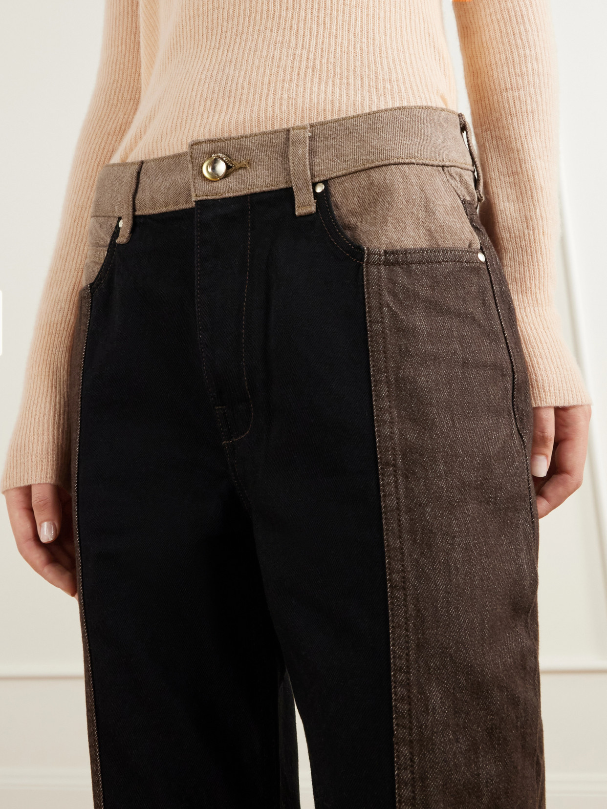 Jane Paneled High-Rise Straight-Leg Jeans