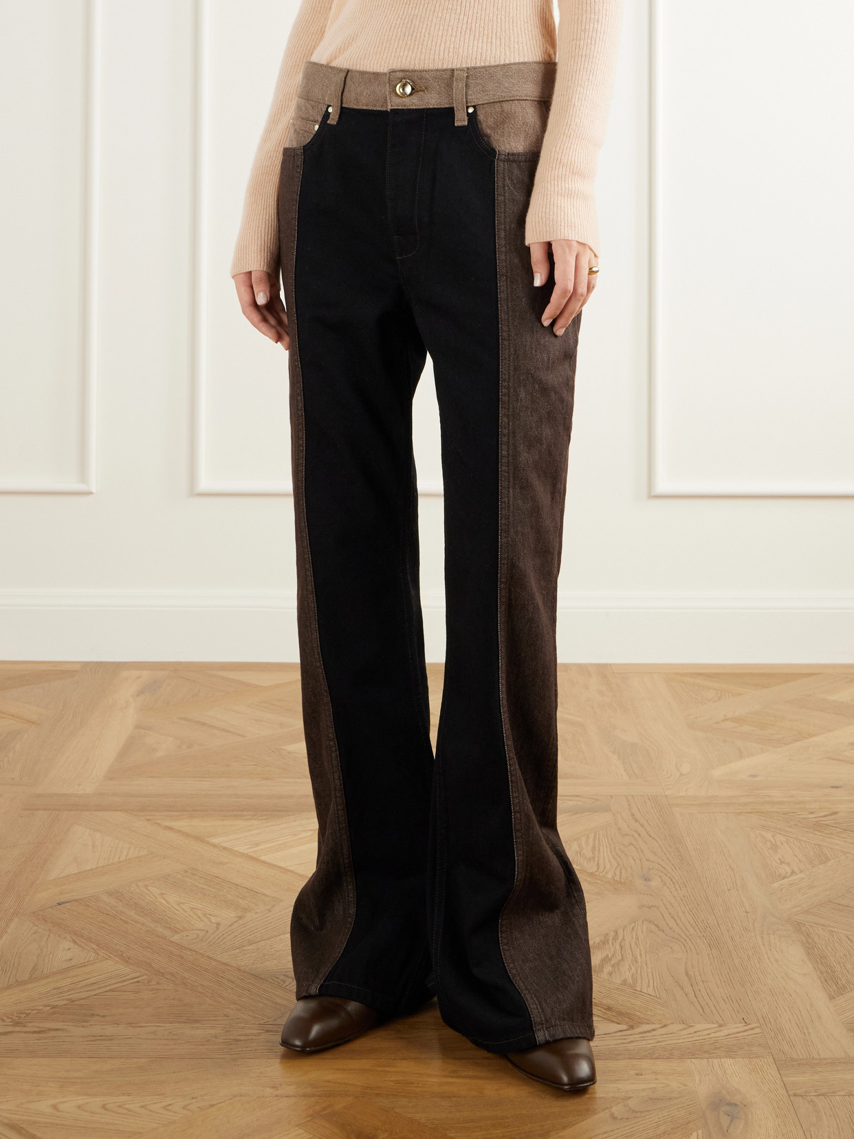 Jane Paneled High-Rise Straight-Leg Jeans