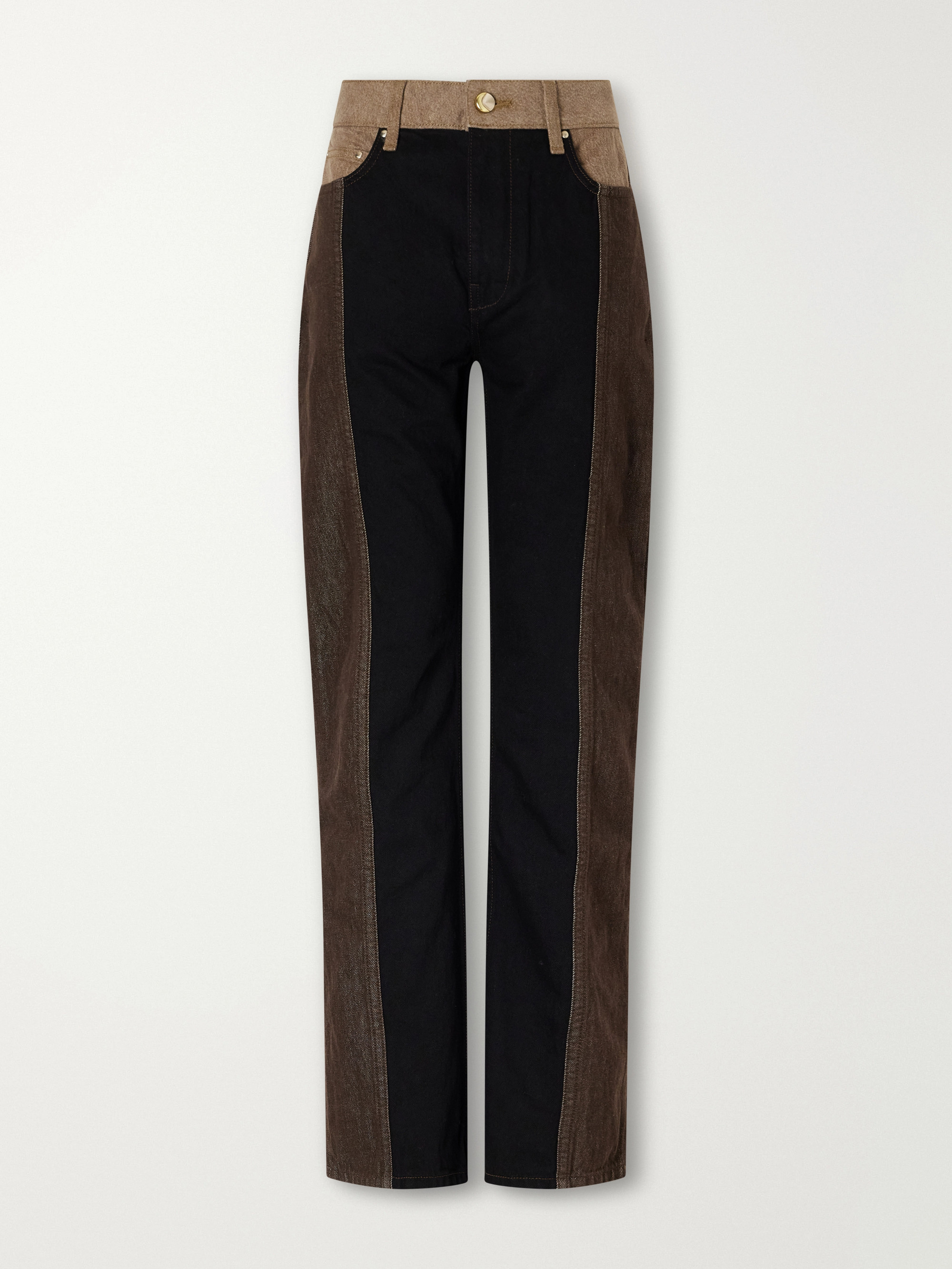 OSSOU Jane paneled high-rise straight-leg jeans