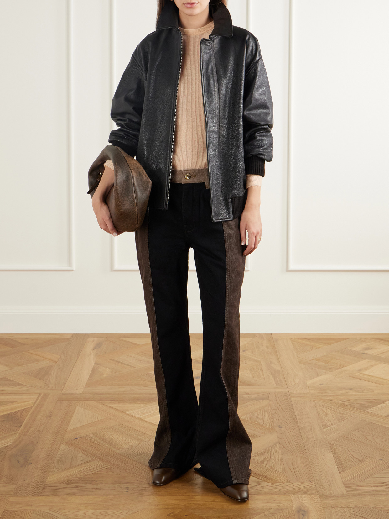 Jane Paneled High-Rise Straight-Leg Jeans