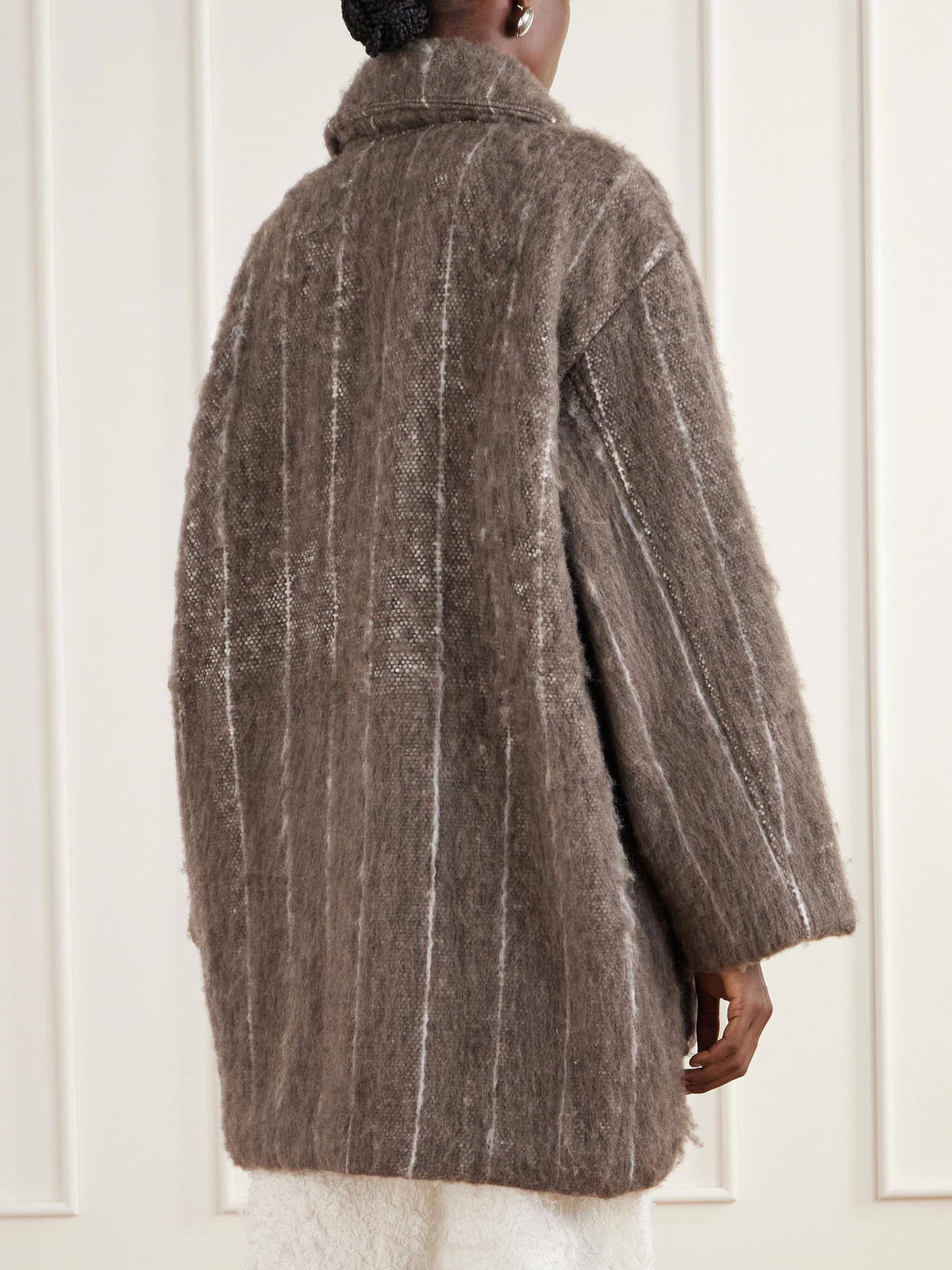 The Cropped Blanket Striped Brushed Woven Coat
