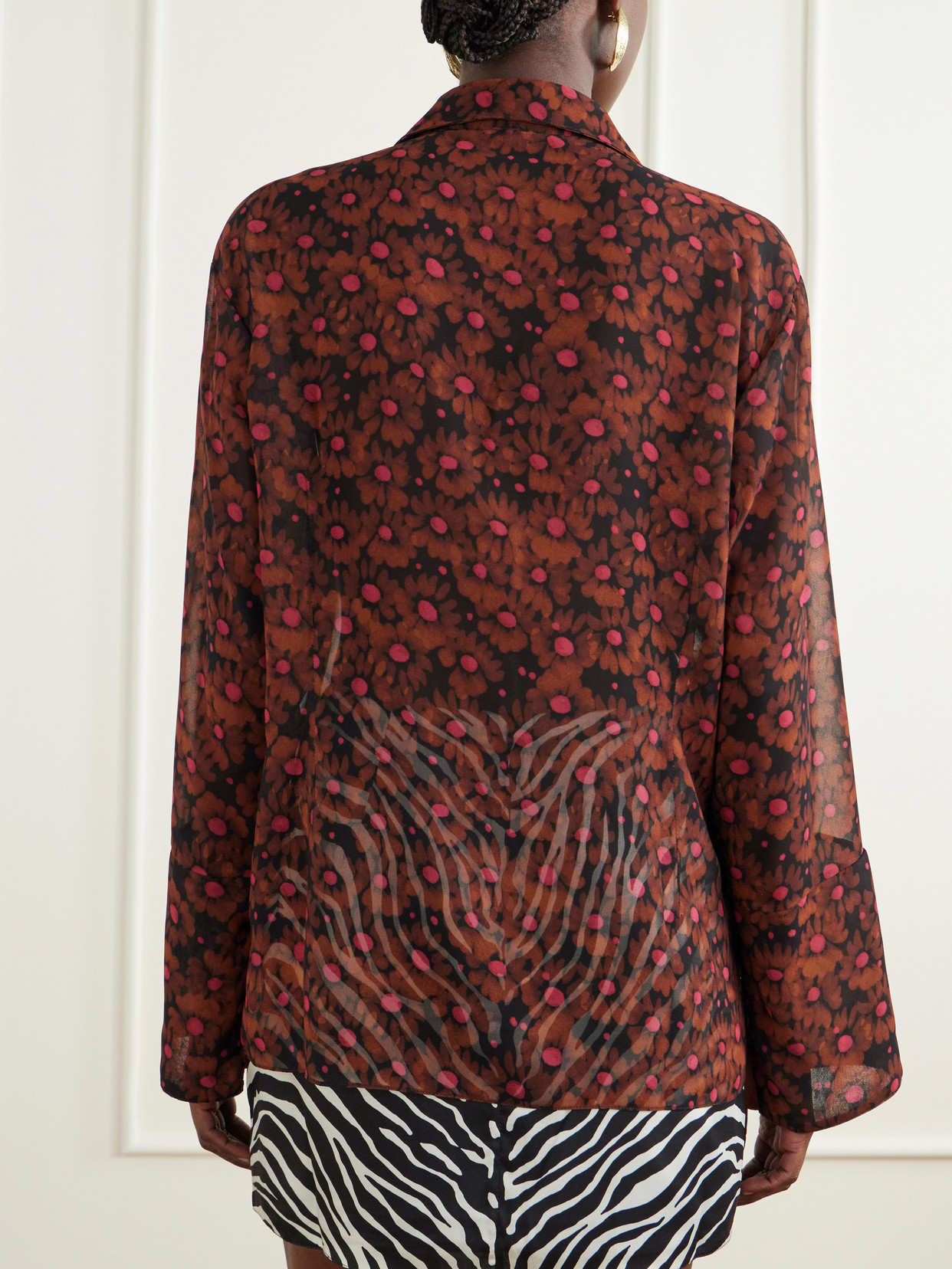 Floral-Print Chiffon Shirt