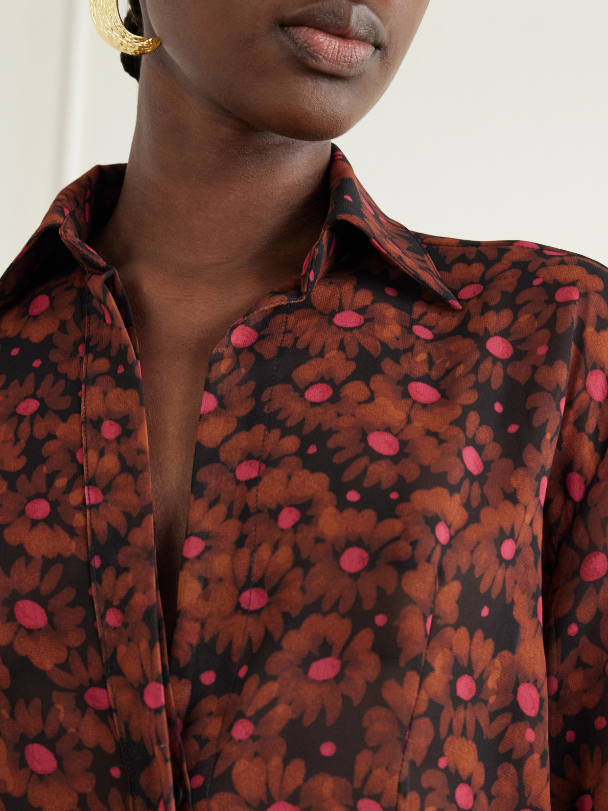 Floral-Print Chiffon Shirt