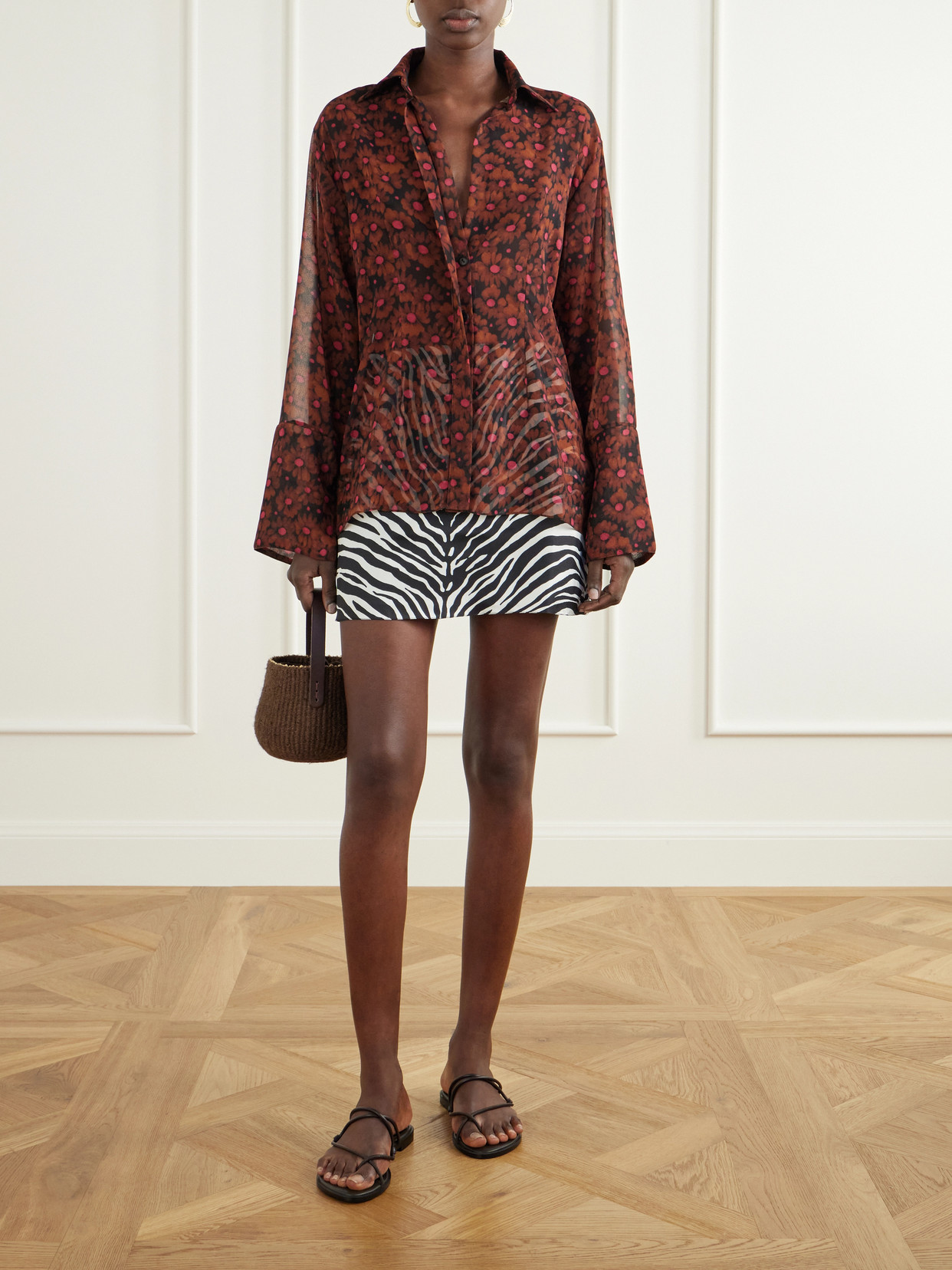 Zebra-Print Crepe Mini