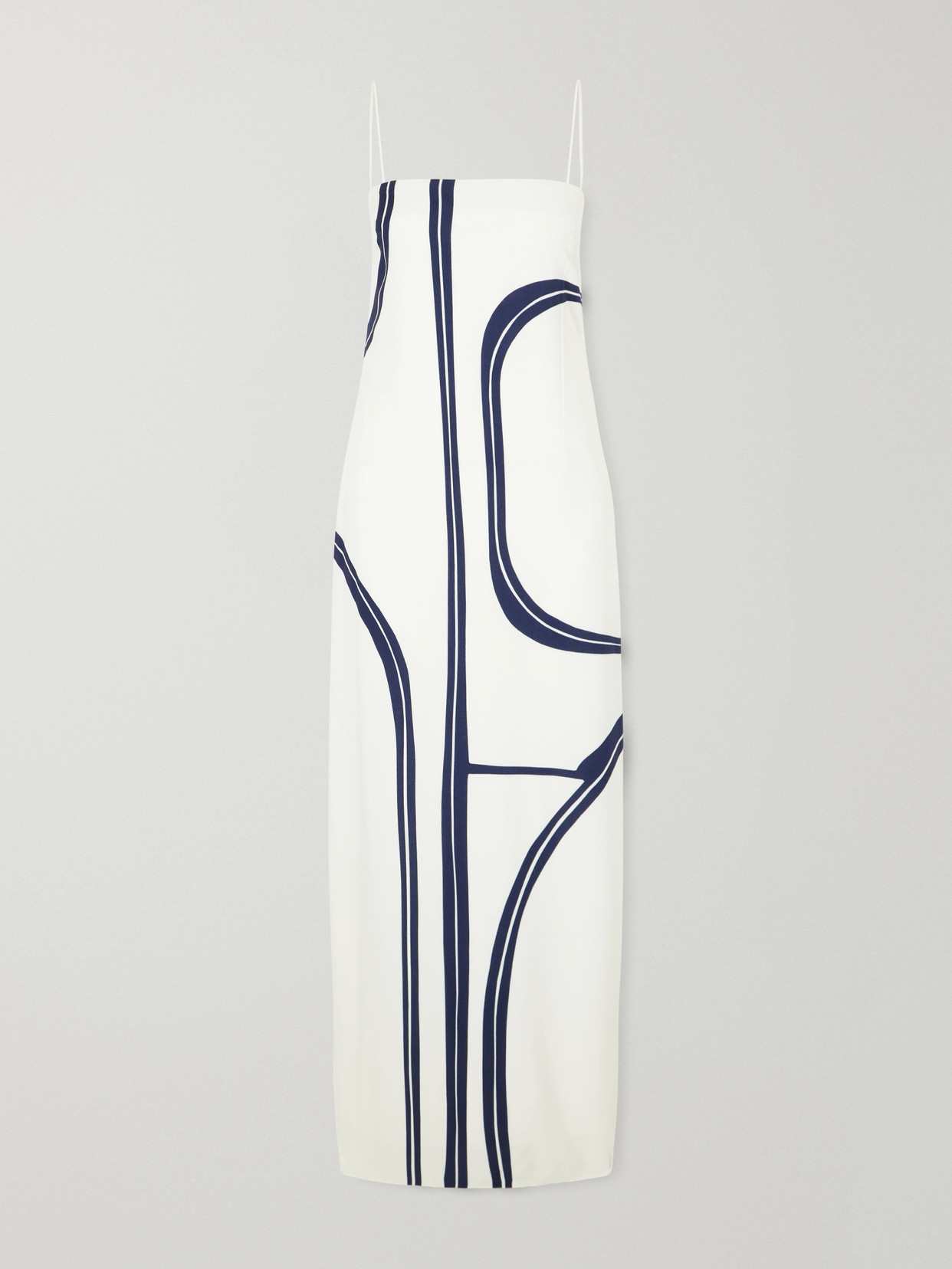 Cala De La Cruz Inez Printed Jersey Maxi Dress In White