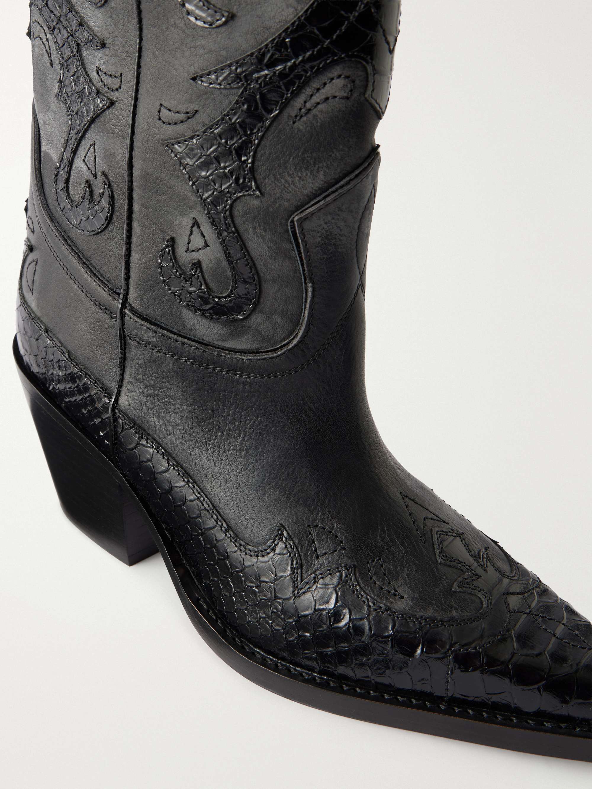 PARIS TEXAS Tucson 60 embroidered snake-effect trimmed leather