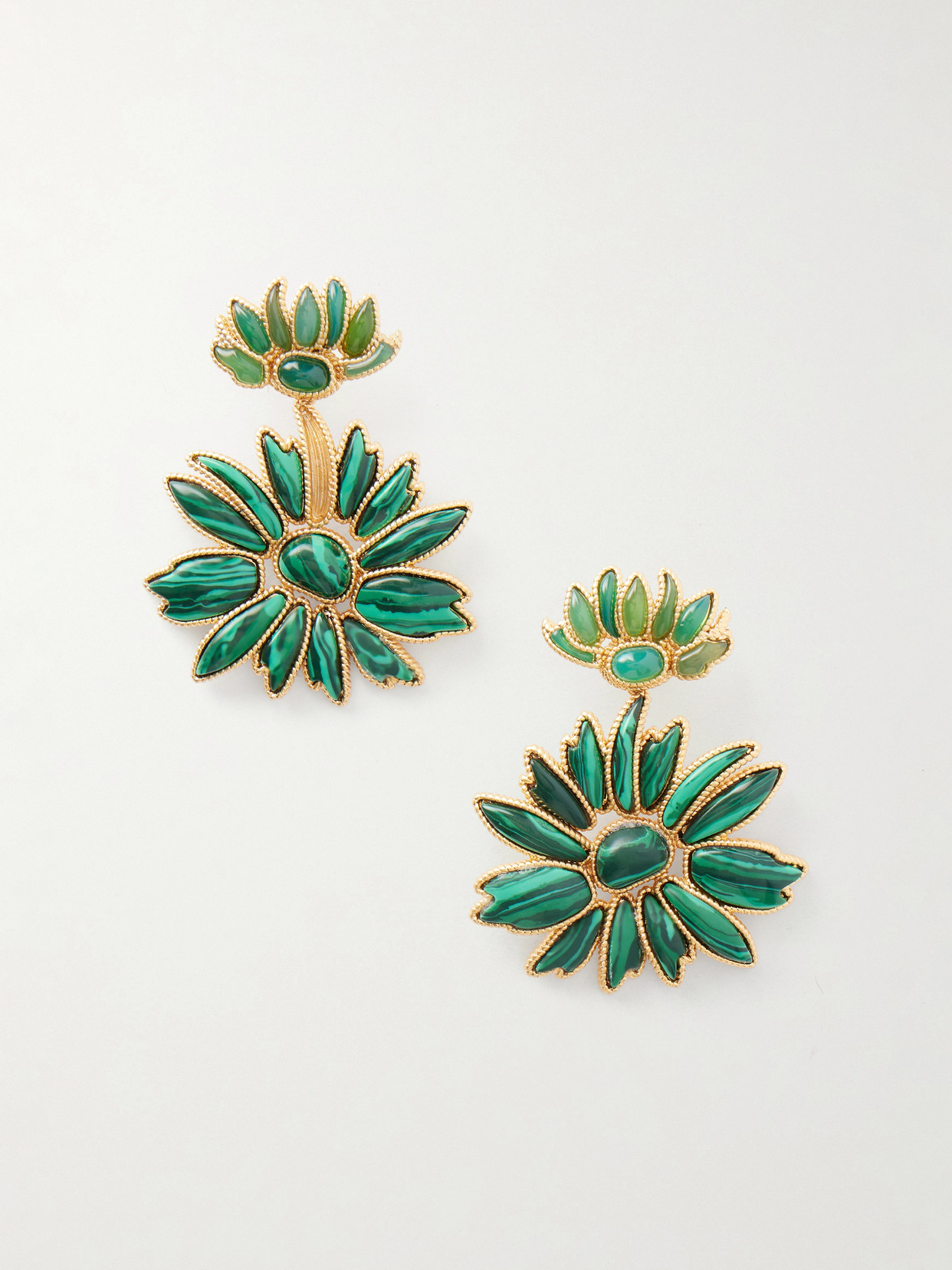 Zimmermann Botanica Dangles Gold-tone Malachite Earrings In Green