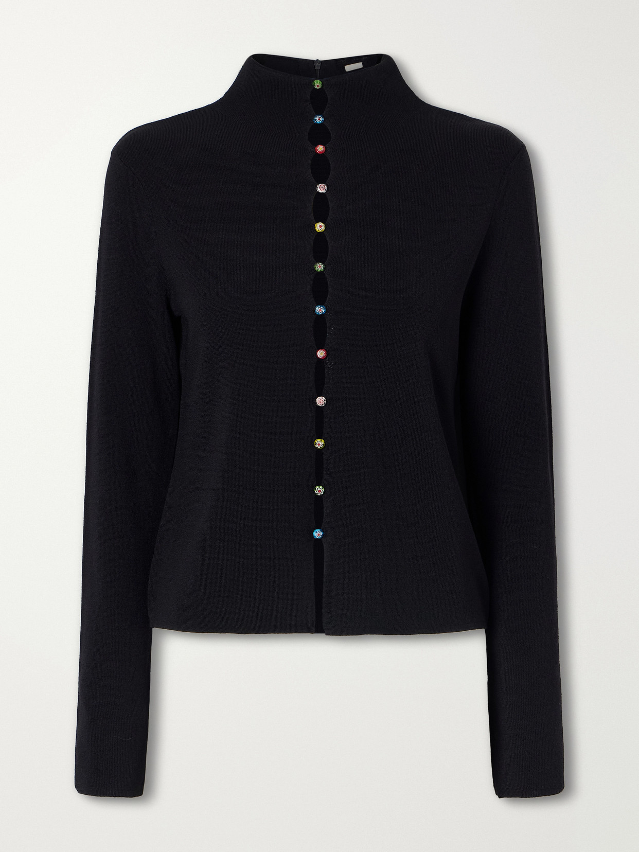 Staud Marianne Crepe Cardigan In Black