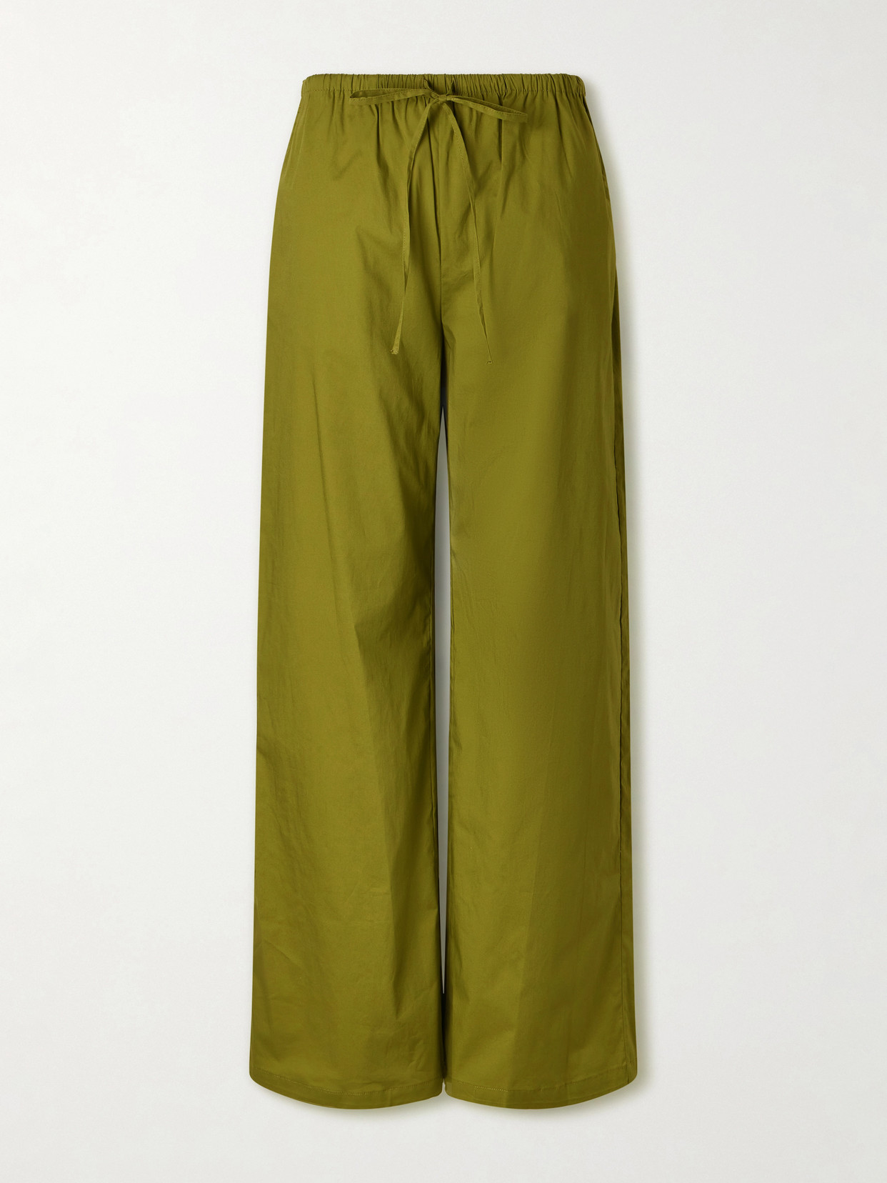 Staud Mateo Stretch-cotton Wide-leg Pants In Green