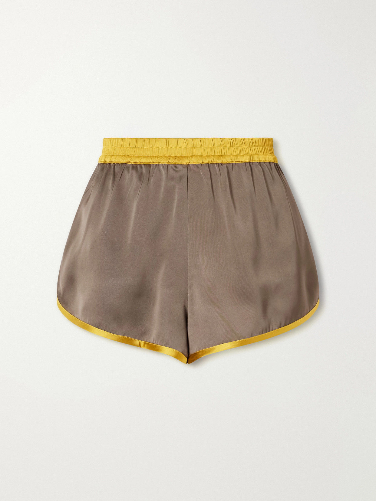 Staud Aero Satin Shorts In Brown