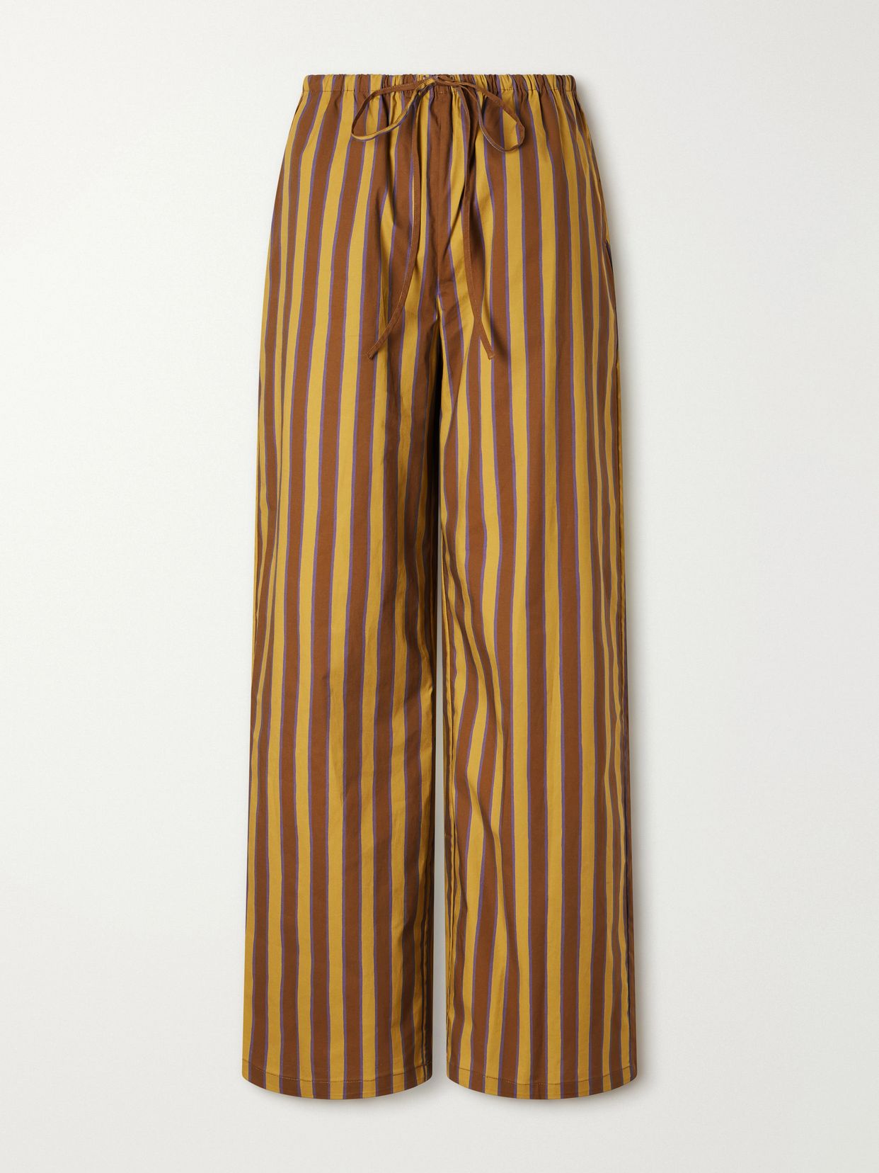 mateo striped stretch cotton gabardine mid rise wide leg pants