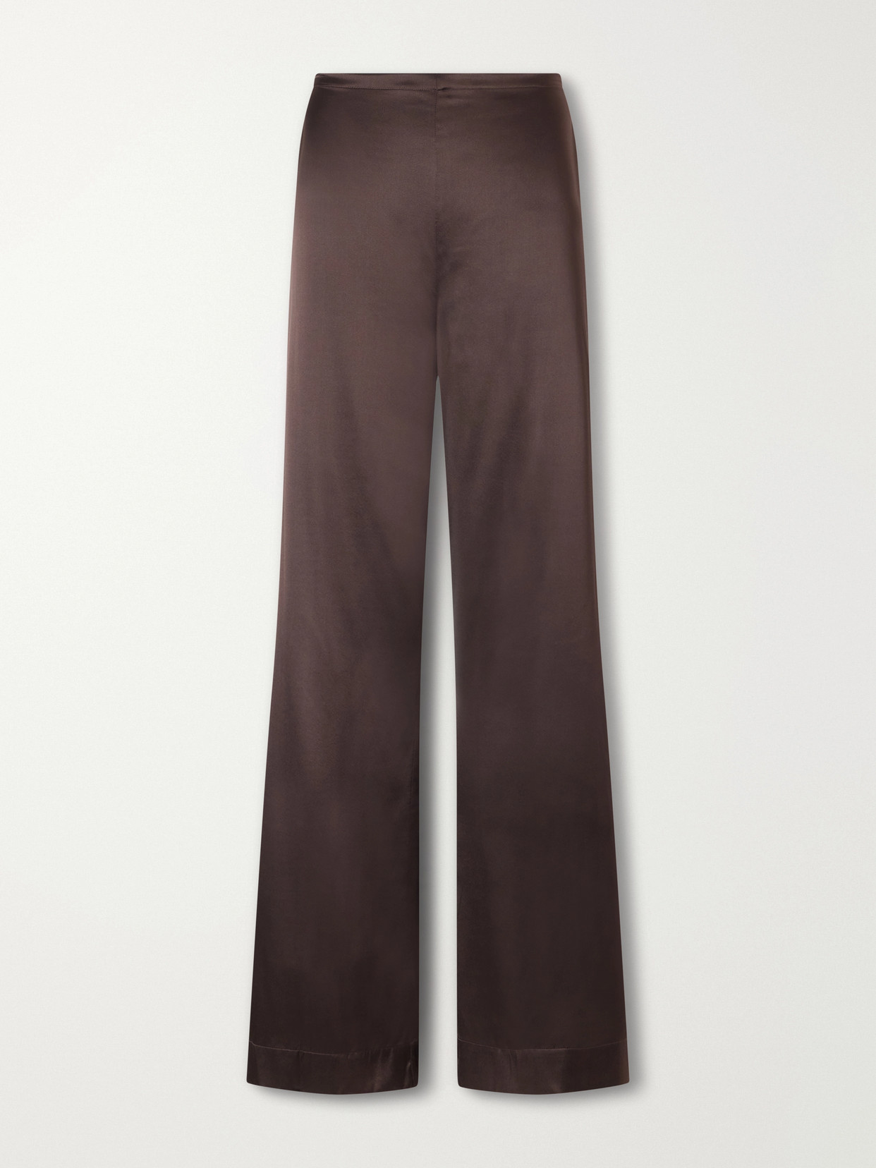 Staud Stroll Silk-dupioni Wide-leg Pants In Brown