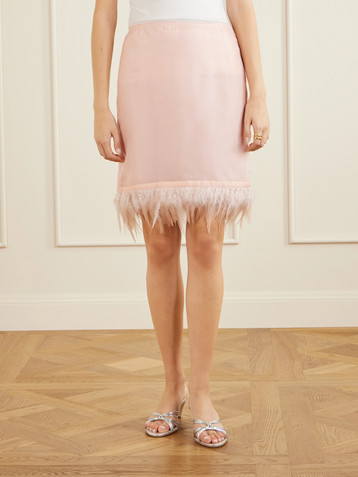 Staud Lark frayed silk midi skirt