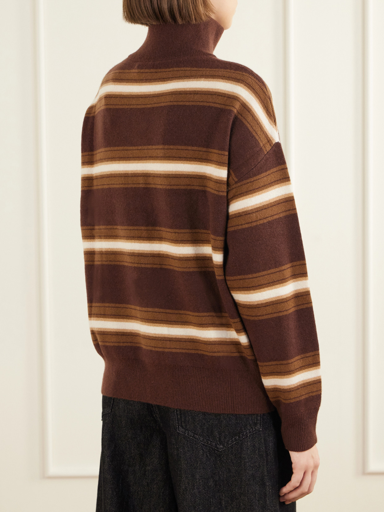 Hudson Striped Cashmere Turtleneck Sweater