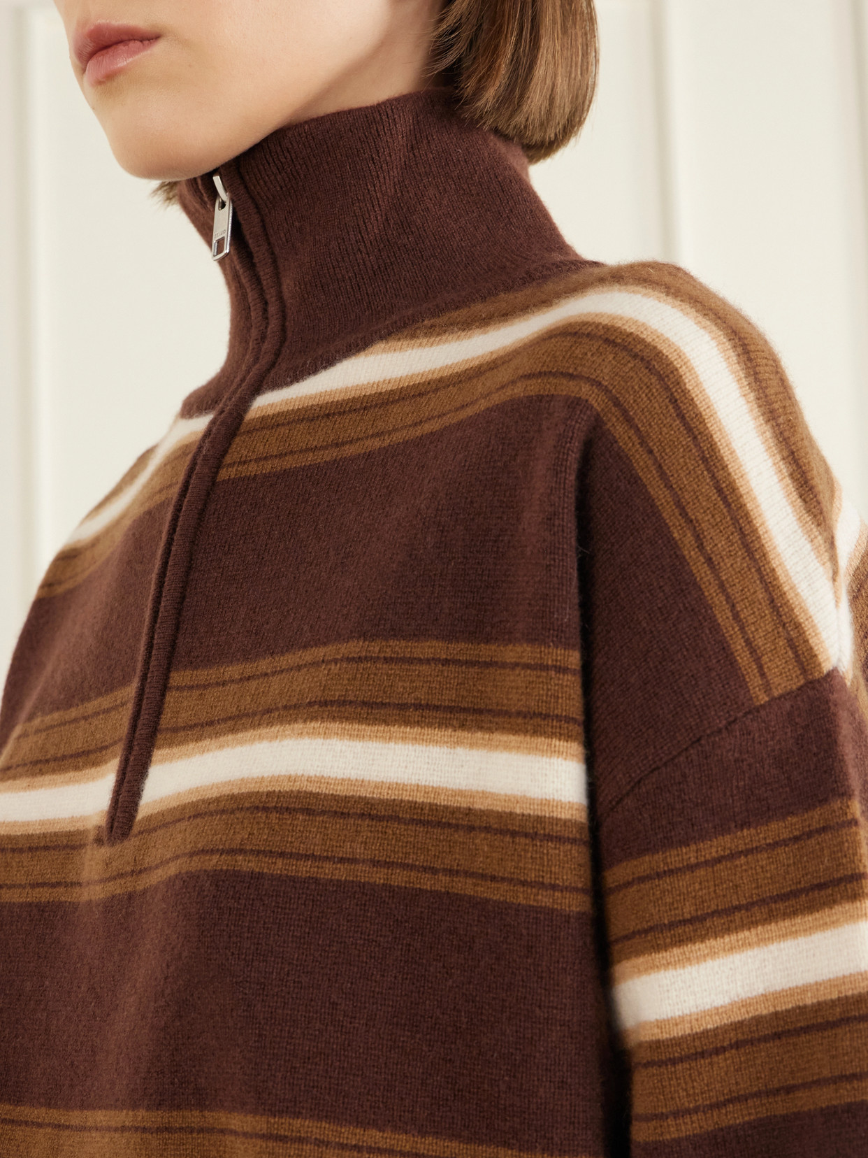 Hudson Striped Cashmere Turtleneck Sweater