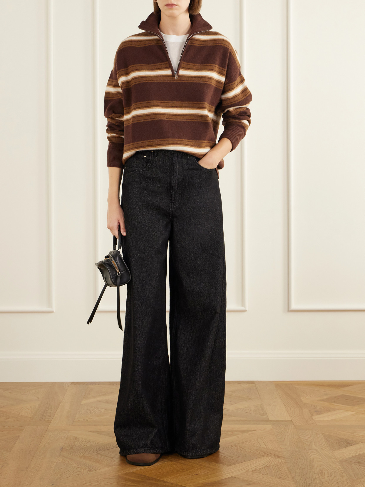 Hudson Striped Cashmere Turtleneck Sweater