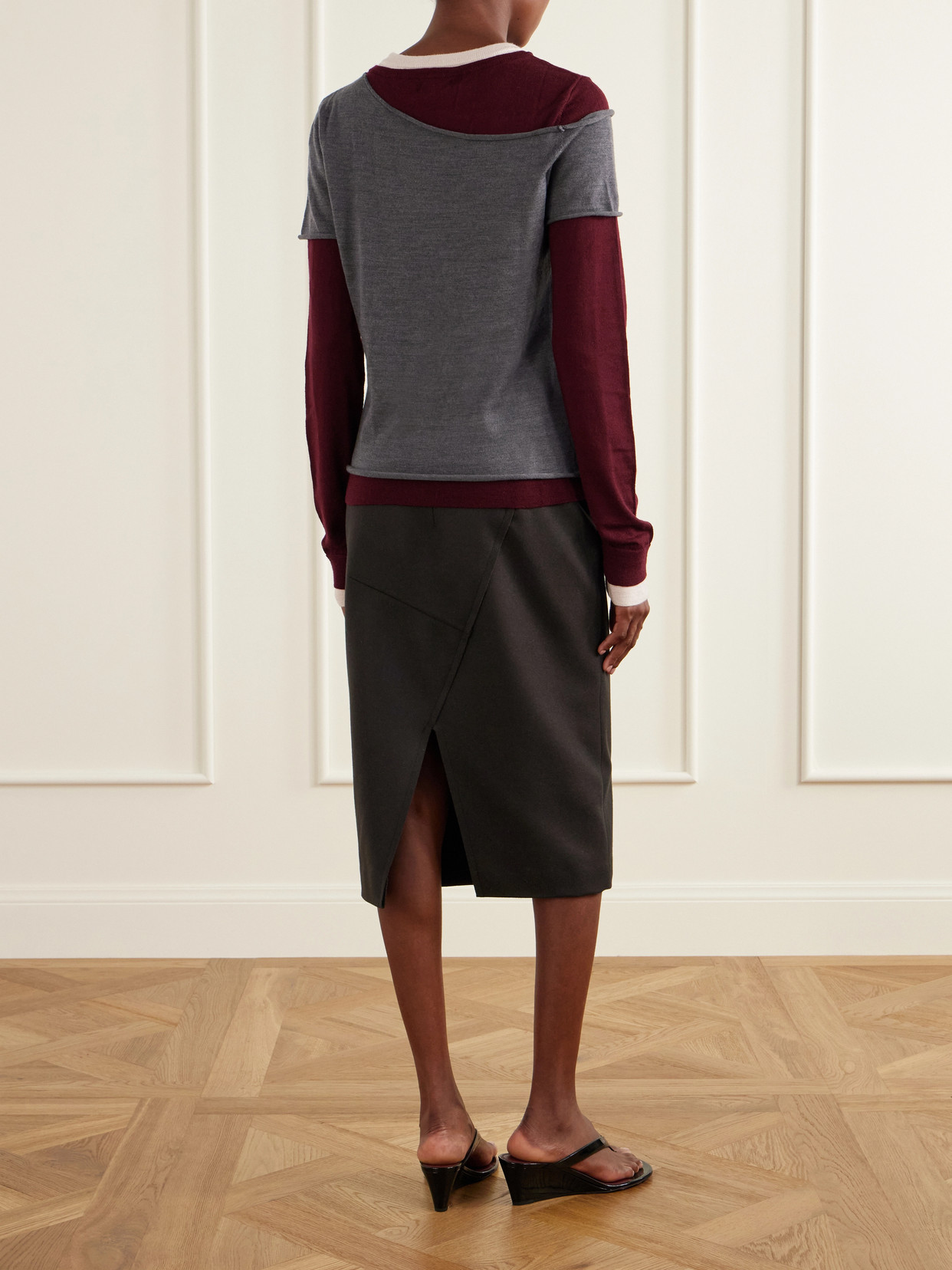 Staud Sera Layered Wool-blend Sweater In Multi