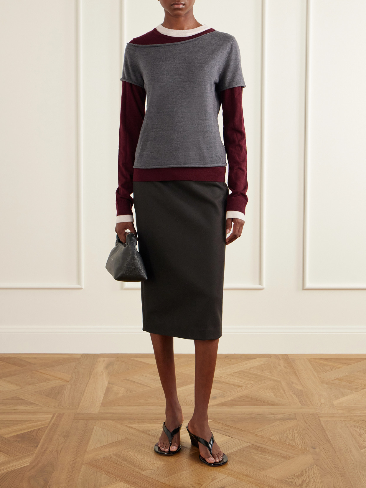 Staud Sera Layered Wool-blend Sweater In Multi