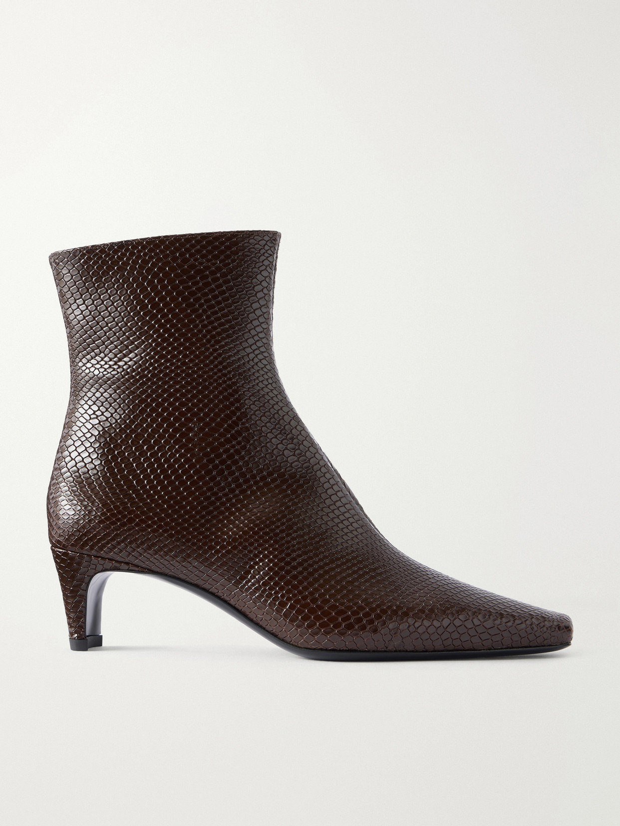 Staud Wally Snake-effect Leather Ankle Boots In Brown