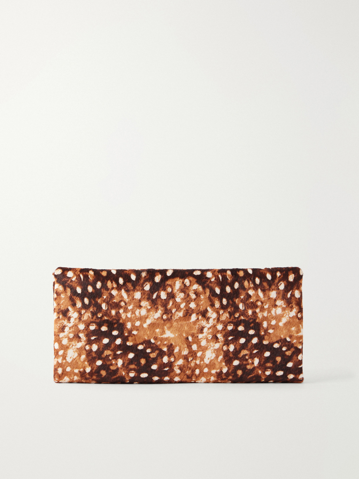 Staud Muse Animal-print Calf Hair Clutch In Brown