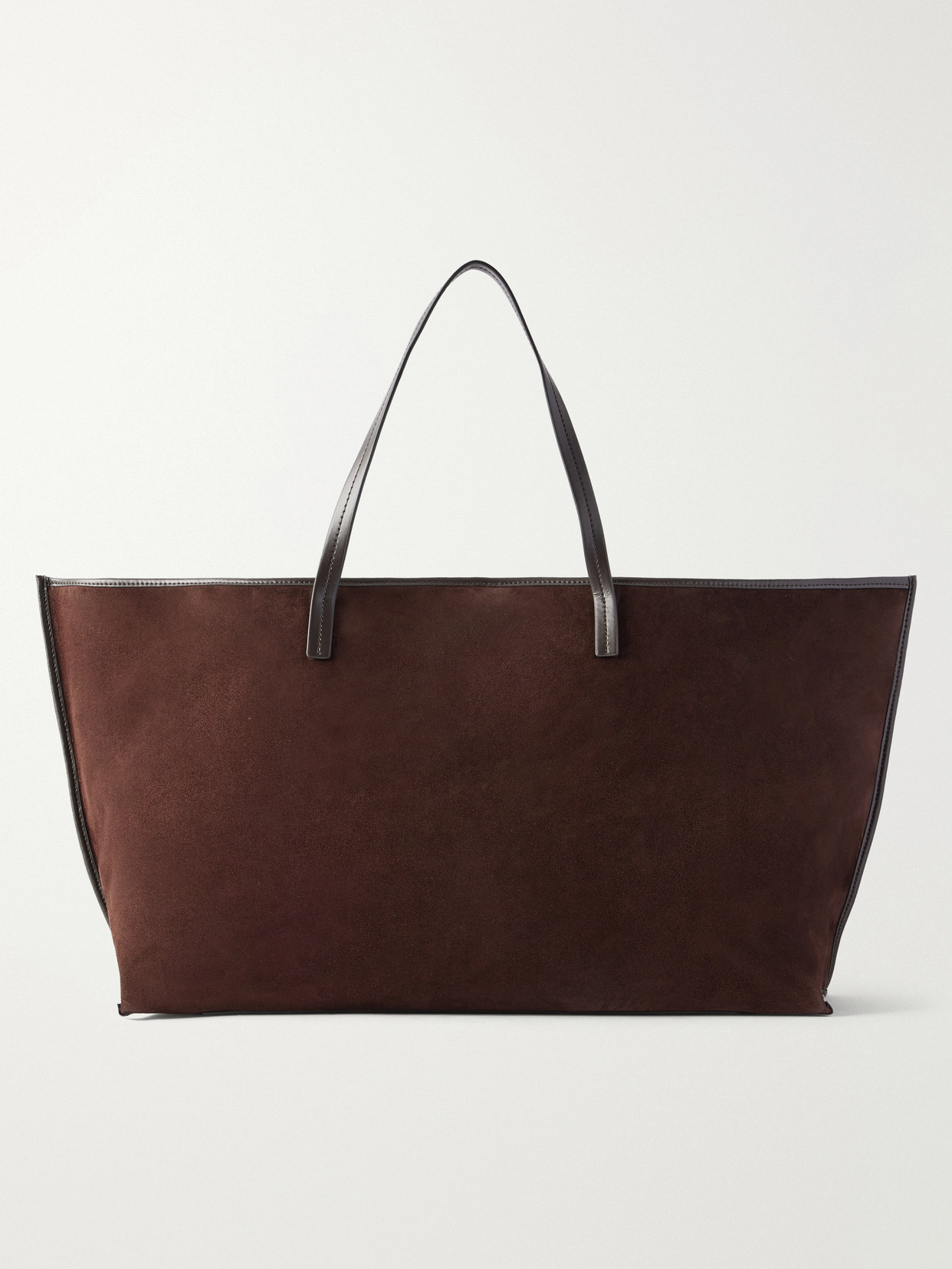 Staud Christos Large Leather-trimmed Suede Tote Bag In Brown