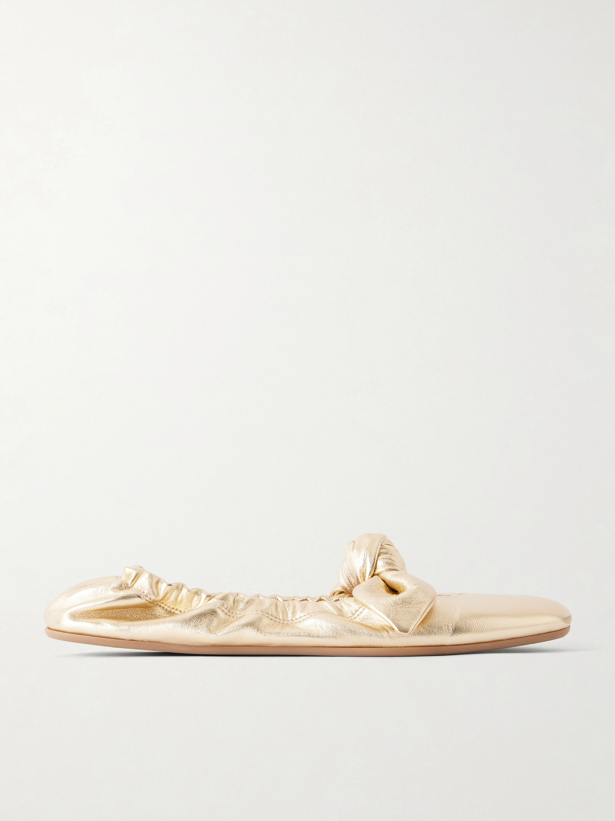Zimmermann Carousel Knotted Metallic Leather Ballerina Flats In Gold