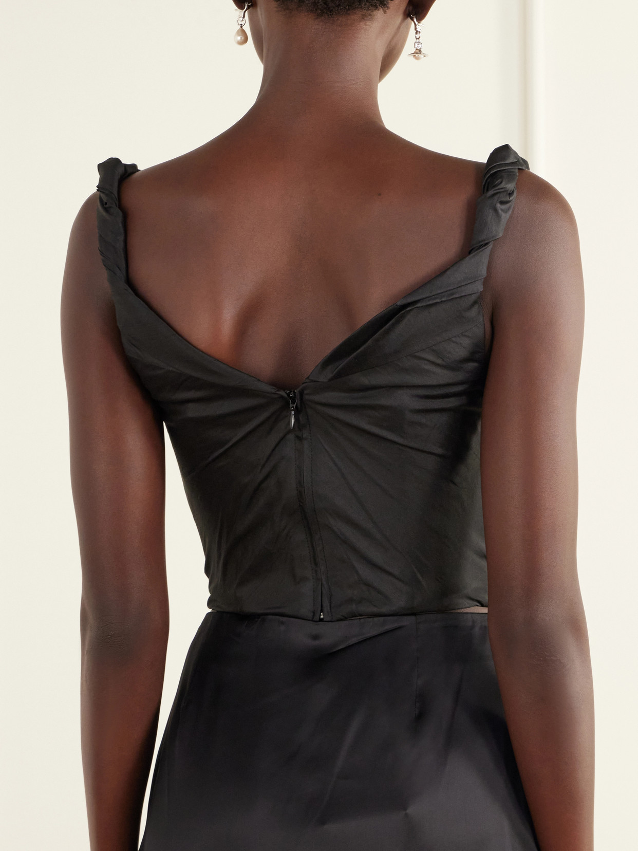 Olivia Draped Silk-Dupioni Top