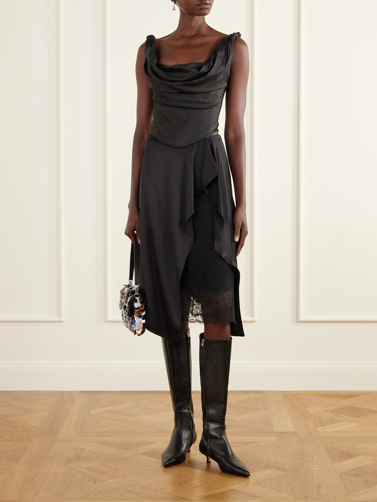Olivia Draped Silk-Dupioni Top