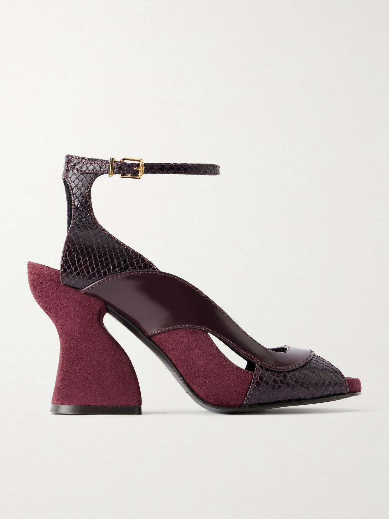 Marvi 75 smooth, python-effect leather and suede sandals