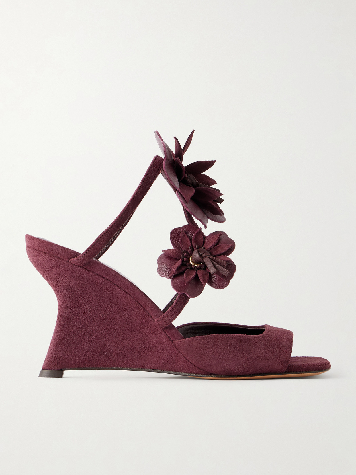 Zimmermann Belara Appliquéd Suede Wedge Sandals In Brown