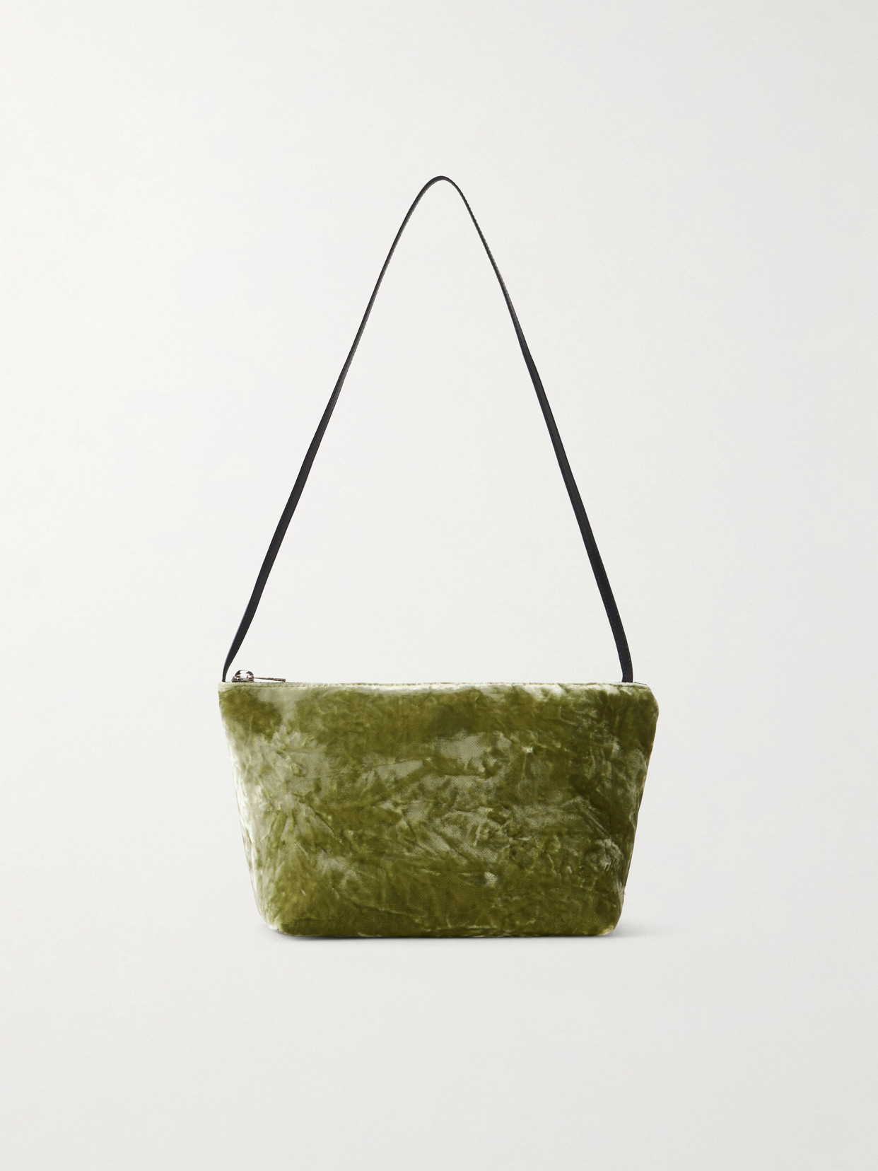 Valesque Corset Leather-trimmed Crushed-velvet Shoulder Bag In Green