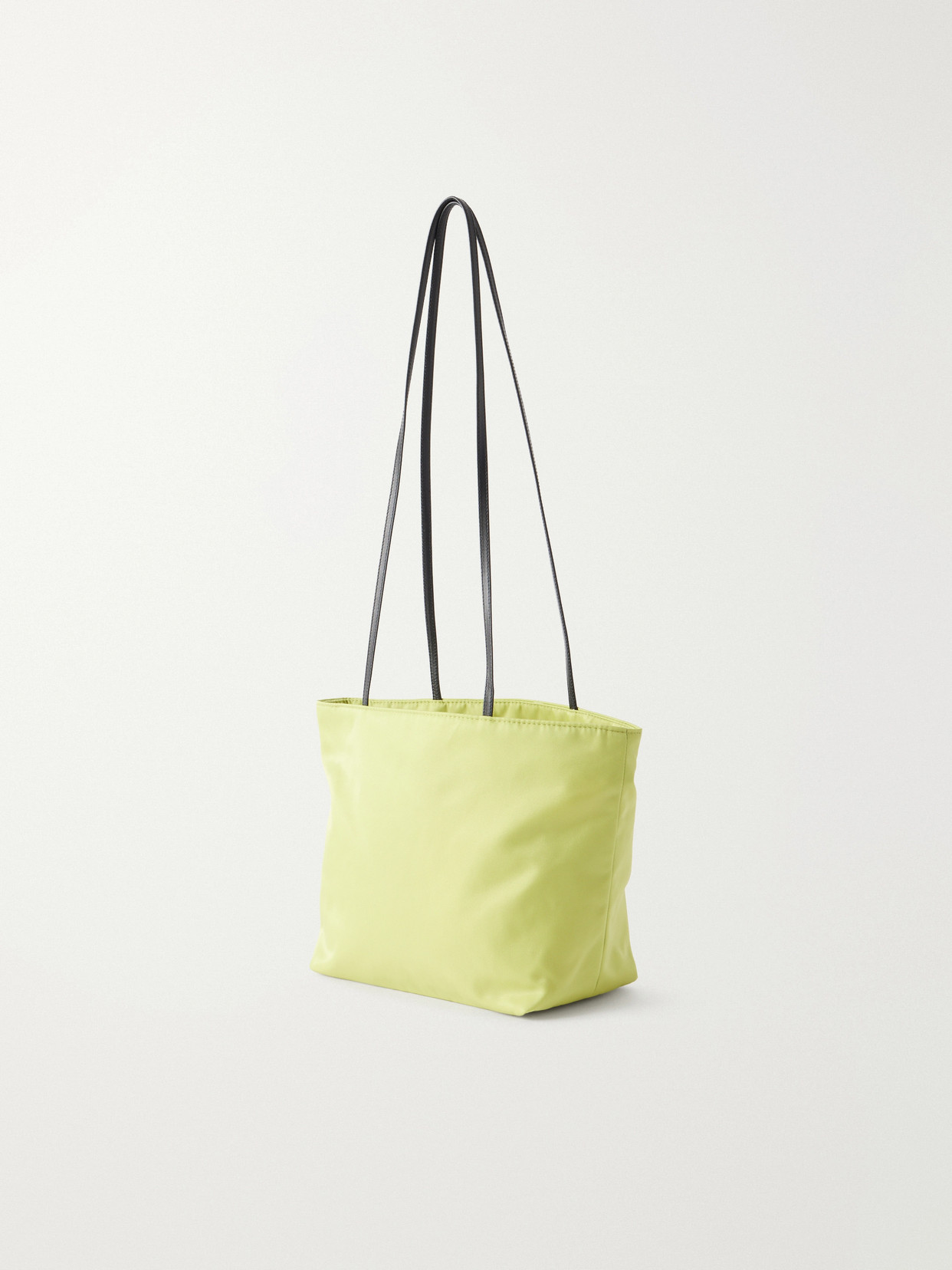Leather-Trimmed Satin Shoulder Bag