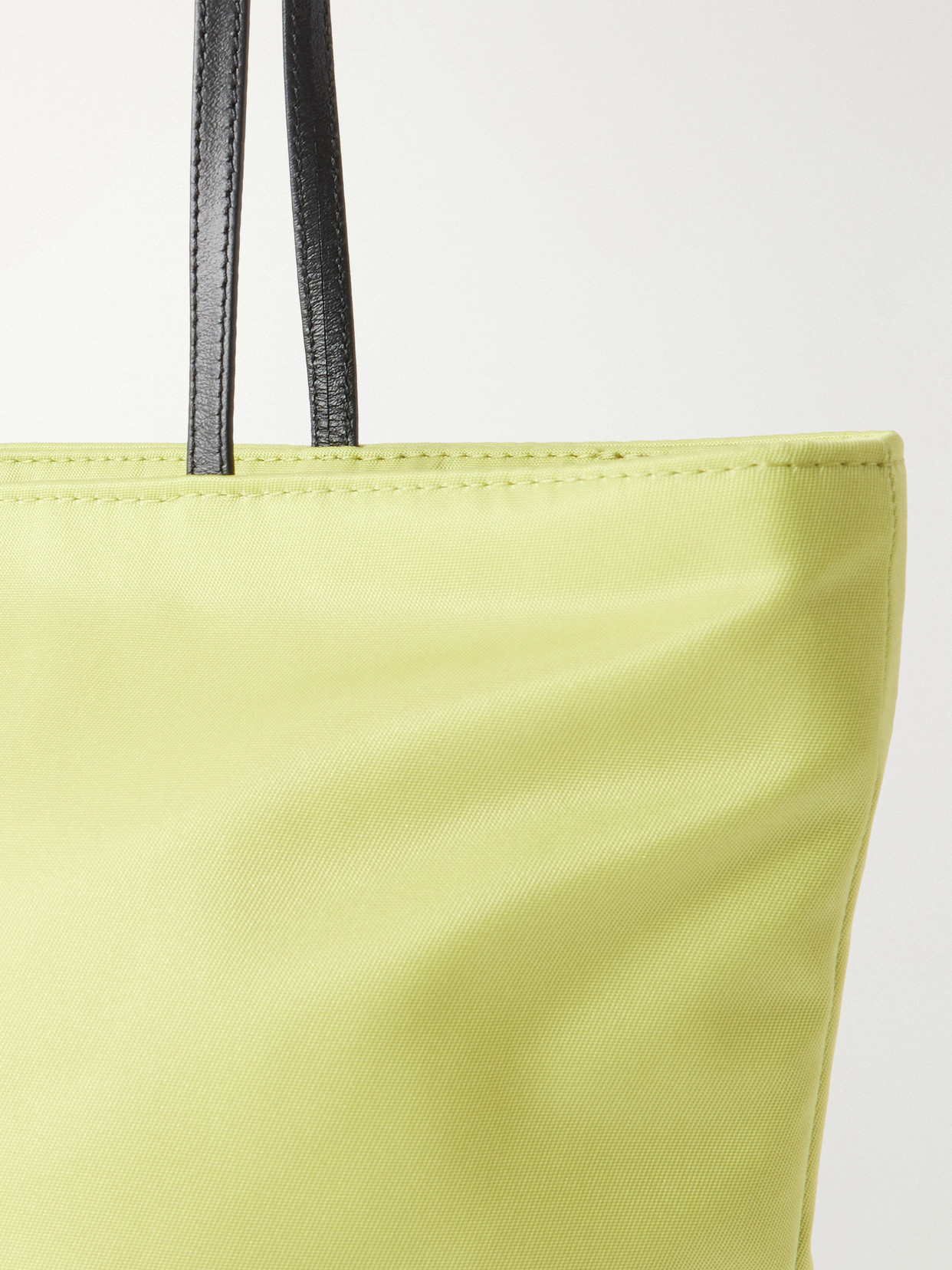 Leather-Trimmed Satin Shoulder Bag