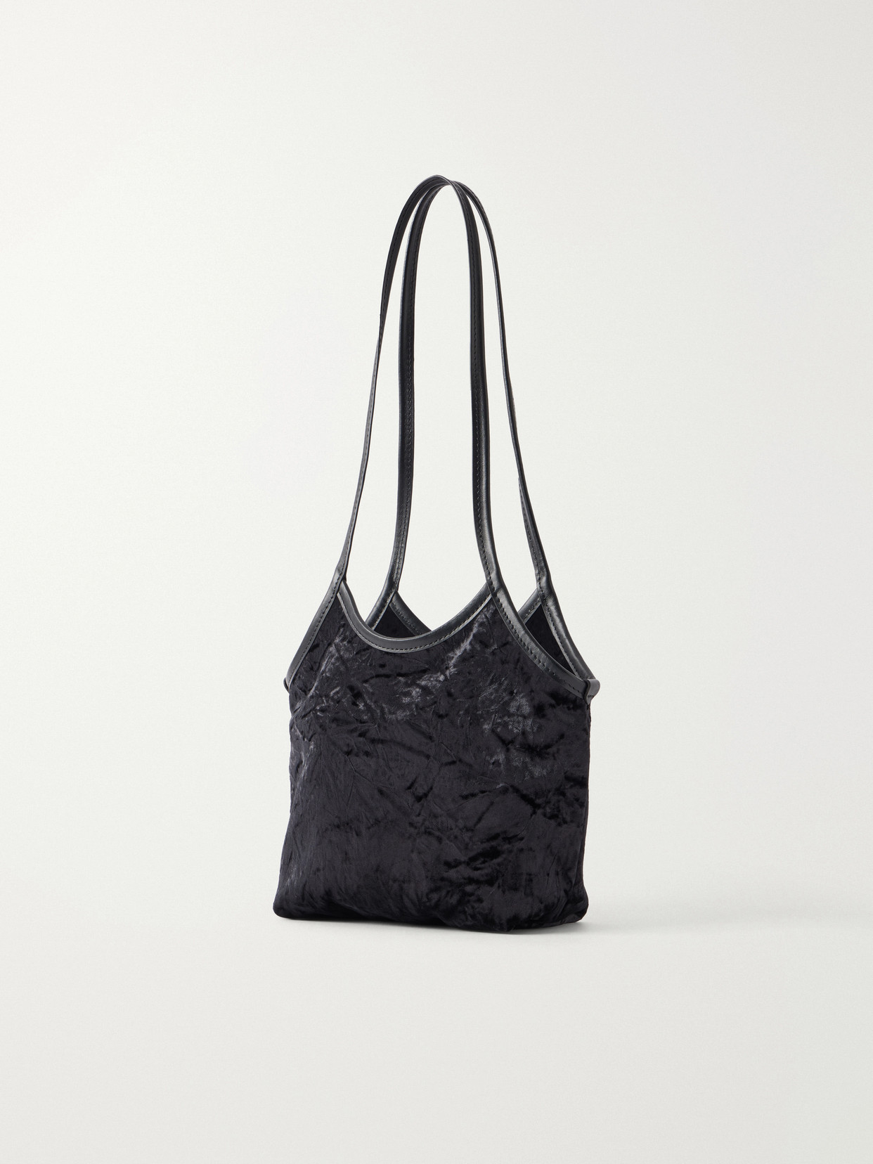 Cami Small Leather-Trimmed Velvet Shoulder Bag