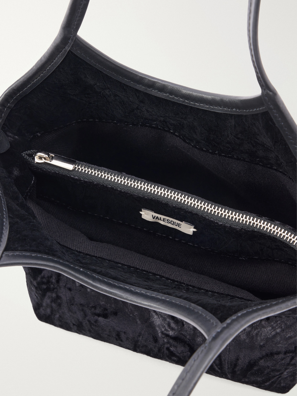 Cami Small Leather-Trimmed Velvet Shoulder Bag