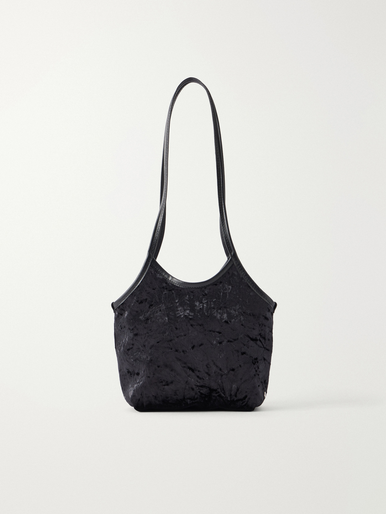 Valesque Cami Small Leather-trimmed Velvet Shoulder Bag In Black