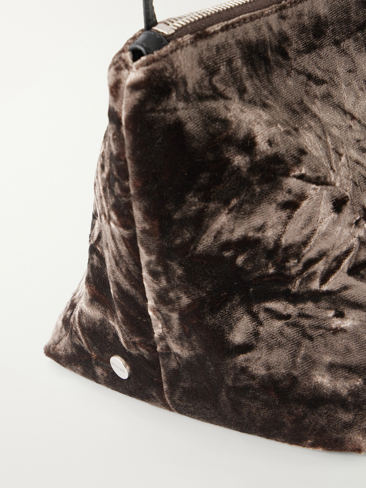 Corset Leather-Trimmed Crushed Velvet Shoulder Bag