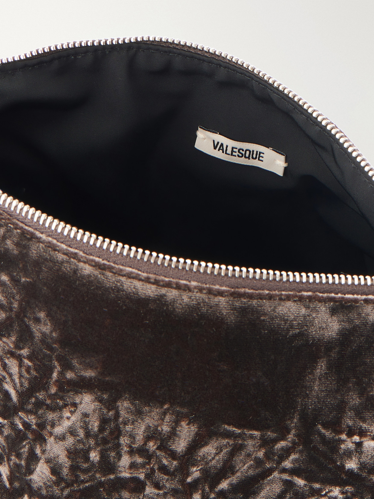 Corset Leather-Trimmed Crushed Velvet Shoulder Bag