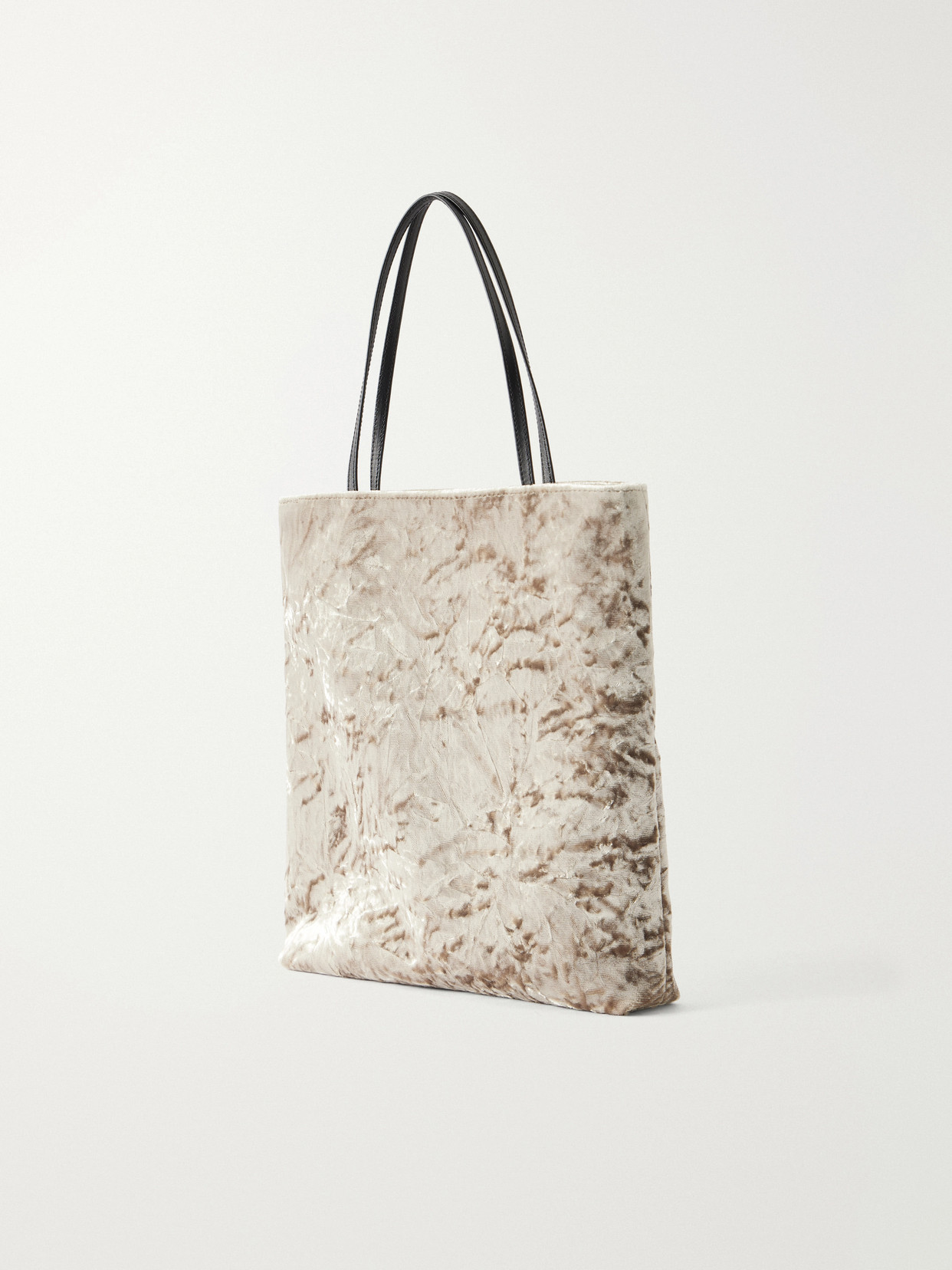 Thea Leather-Trimmed Crushed-Velvet Tote Bag