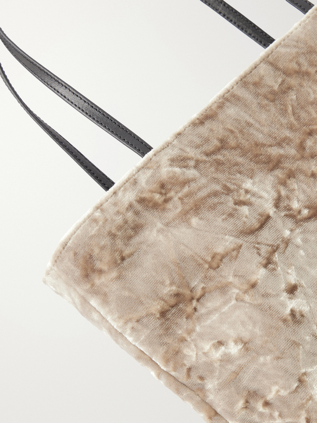 Thea Leather-Trimmed Crushed-Velvet Tote Bag